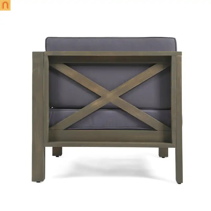 Outdoor Loveseat Acacia Wood X Back Dark Gray 2 Piece Modular