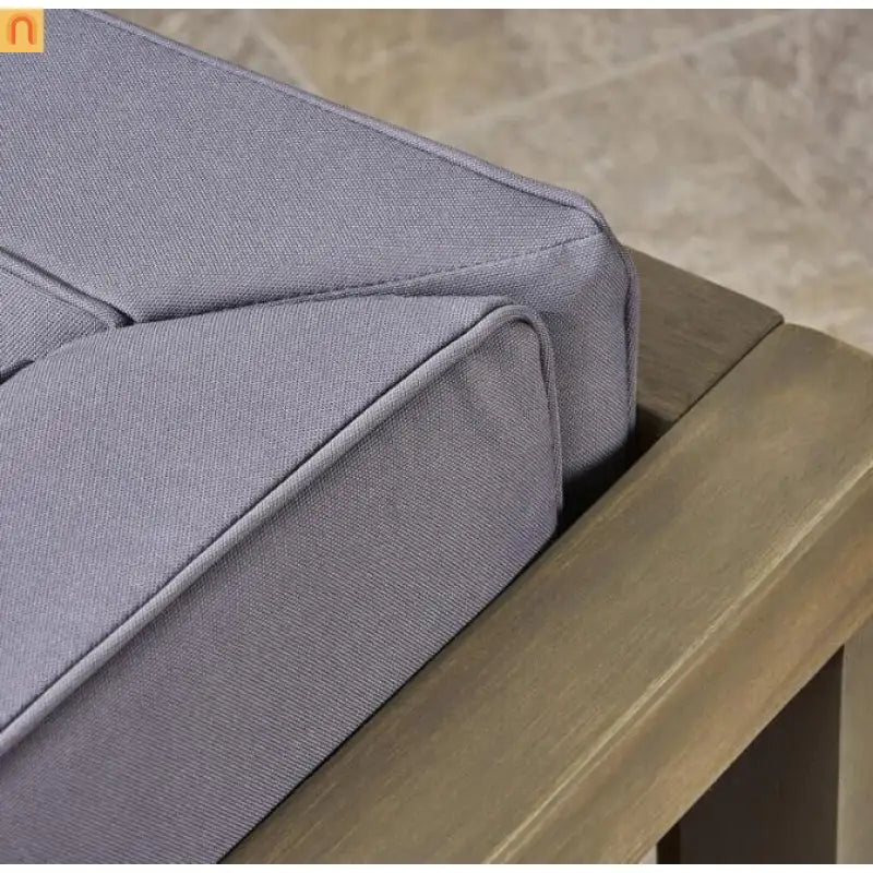 Outdoor Loveseat Acacia Wood X Back Dark Gray 2 Piece Modular