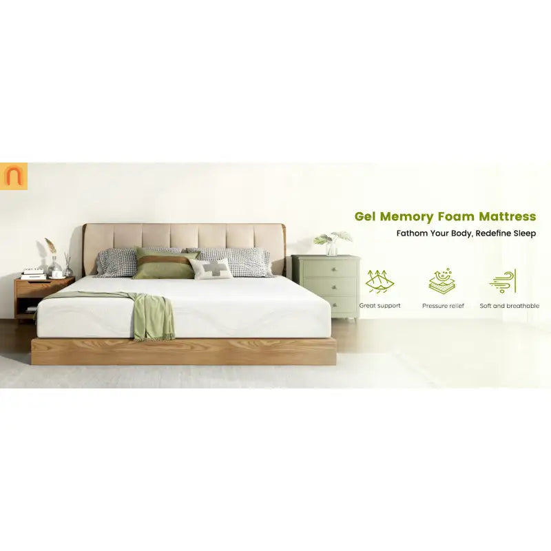 Mattress Memory Foam Gel Infused White Full 10in Washable Cover