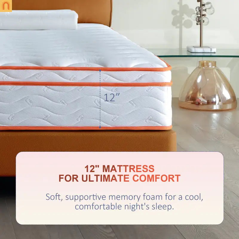 Mattress Hybrid Euro Top Memory Foam Pocket Spring 12in King
