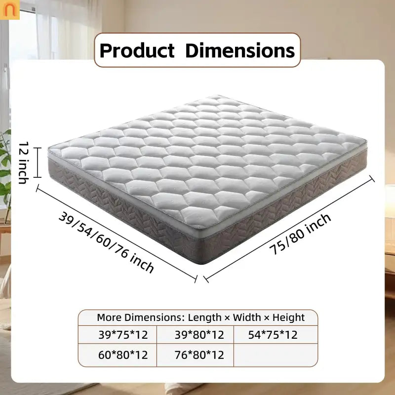 Mattress Hybrid Memory Foam Pocket Spring 12in Twin Medium Firm