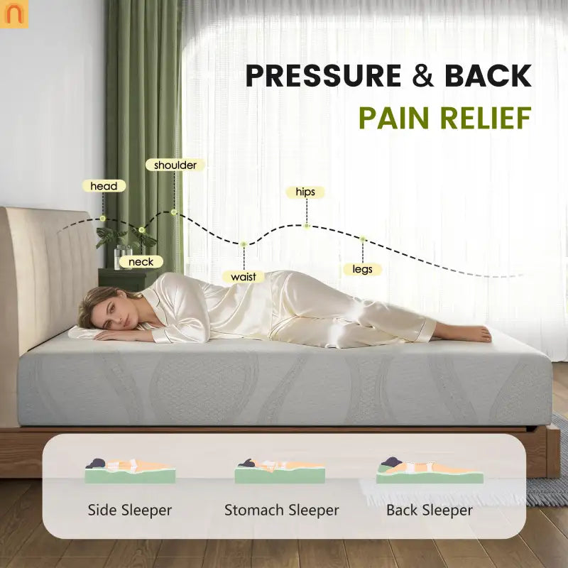 Mattress Memory Foam White Queen 12in Washable Removable Cover