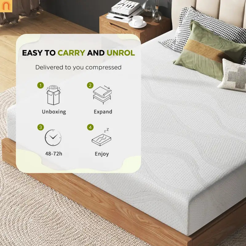 Mattress Memory Foam White Queen 12in Washable Removable Cover