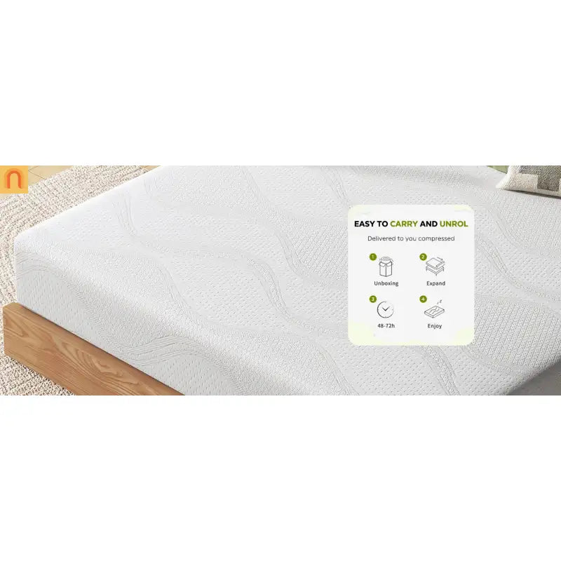 Mattress Memory Foam White King 10in Cooling Gel Washable Cover