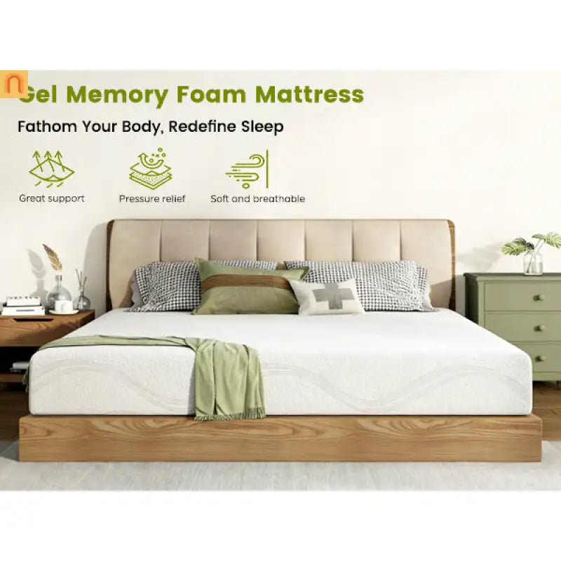 Mattress Memory Foam White Full 12in Cooling Gel Washable Cover