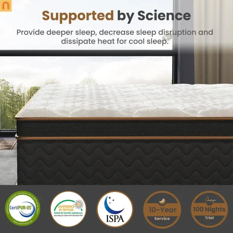 Mattress Hybrid Gel Memory Foam Full 10in Fiberglass Free Edge Support