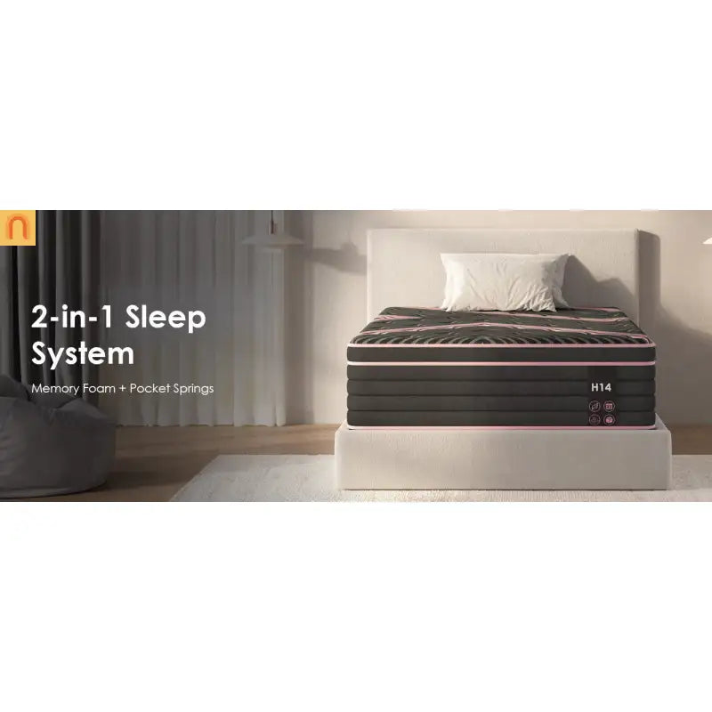 Mattress Hybrid Pocket Springs Memory Foam Black Queen 10in