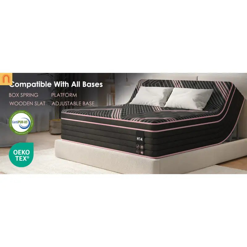 Mattress Hybrid Pocket Springs Memory Foam Black Queen 10in