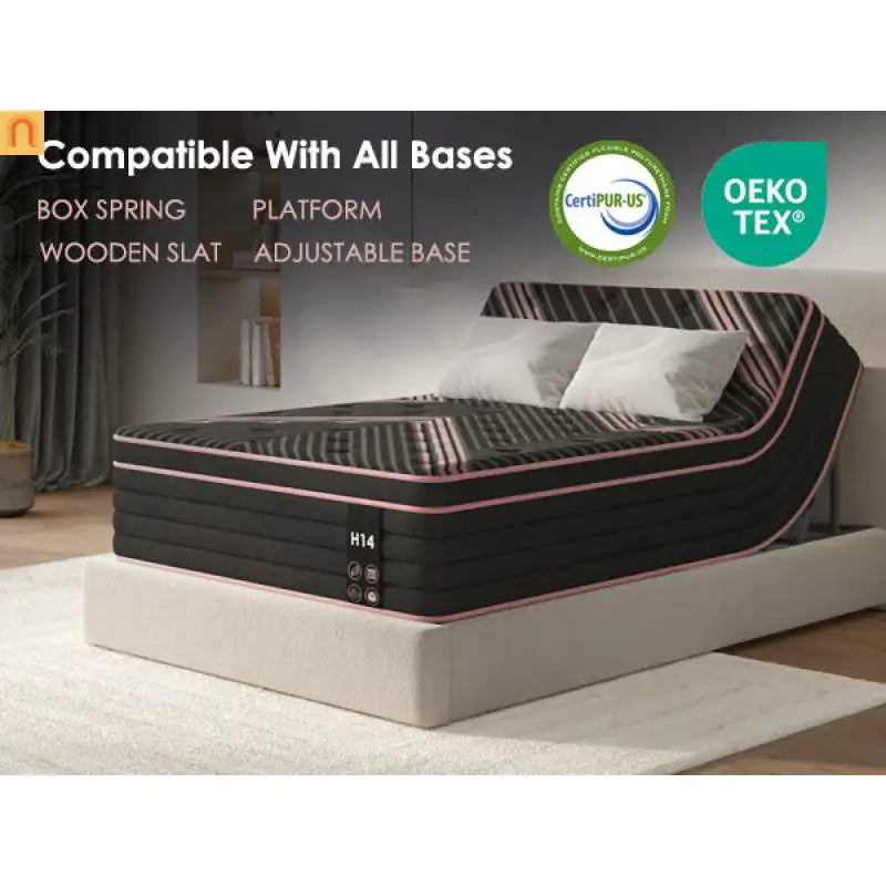 Mattress Hybrid Pocket Springs Memory Foam Black Queen 10in