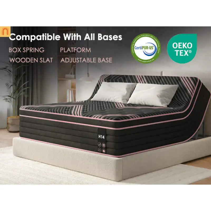 Mattress Hybrid Pocket Springs Memory Foam Black Queen 10in