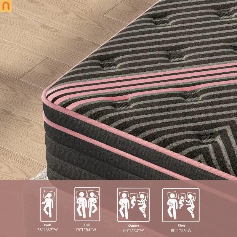 Mattress Hybrid Pocket Springs Memory Foam Black Queen 10in