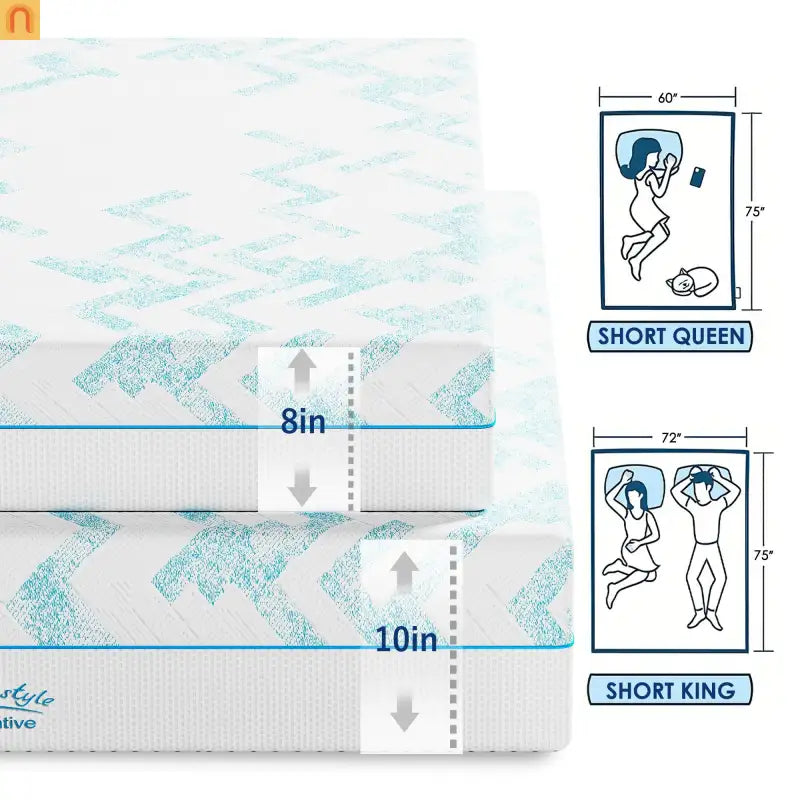 Mattress Gel Memory Foam Medium Firm 8in Short Queen RV