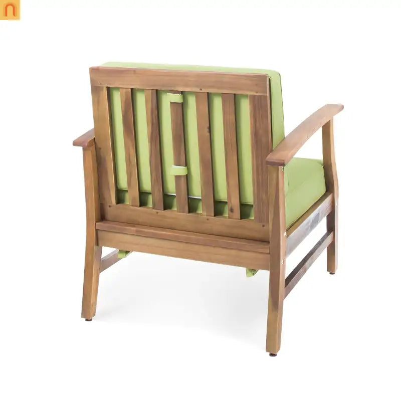 Outdoor Club Chair Acacia Wood Green Cushion