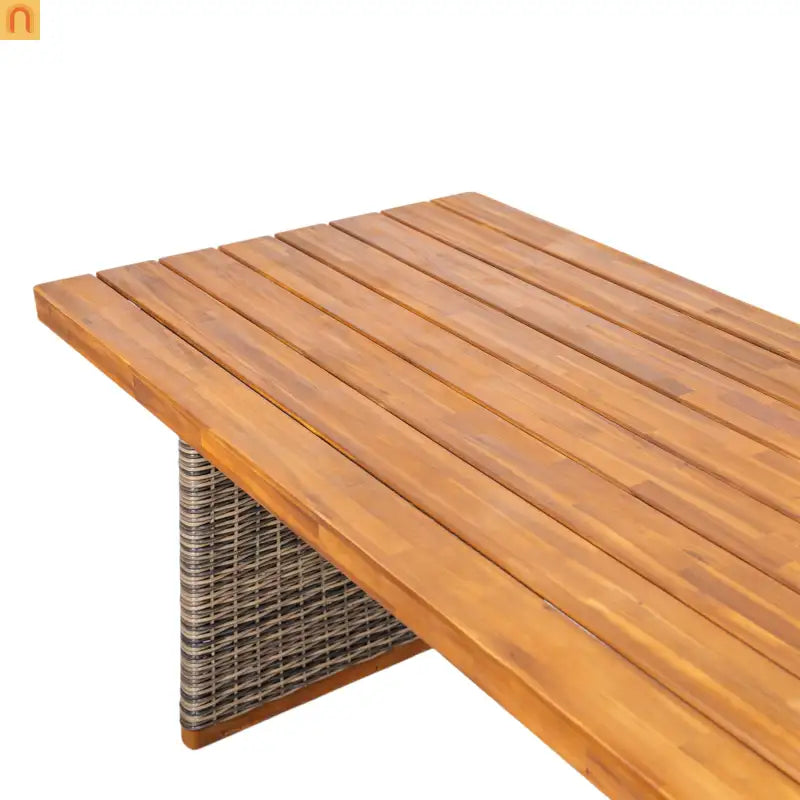 Outdoor Dining Set Acacia Wood Wicker Gray Teak Table Bench