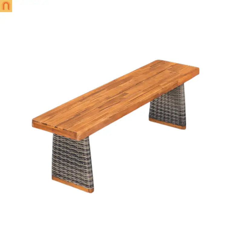 Outdoor Dining Set Acacia Wood Wicker Gray Teak Table Bench