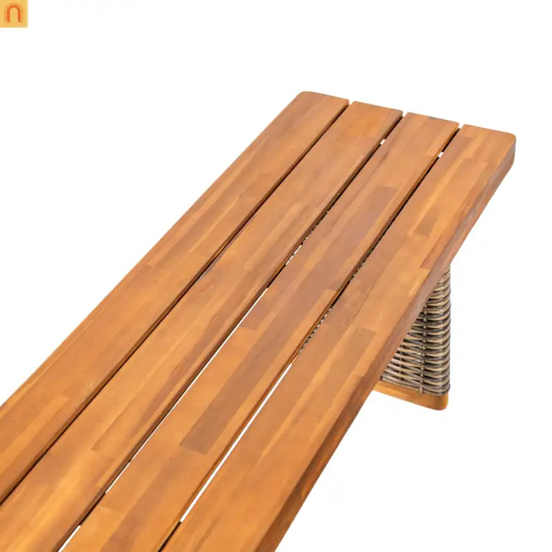 Outdoor Dining Set Acacia Wood Wicker Gray Teak Table Bench