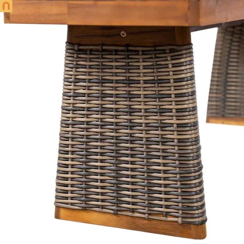 Outdoor Dining Set Acacia Wood Wicker Gray Teak Table Bench