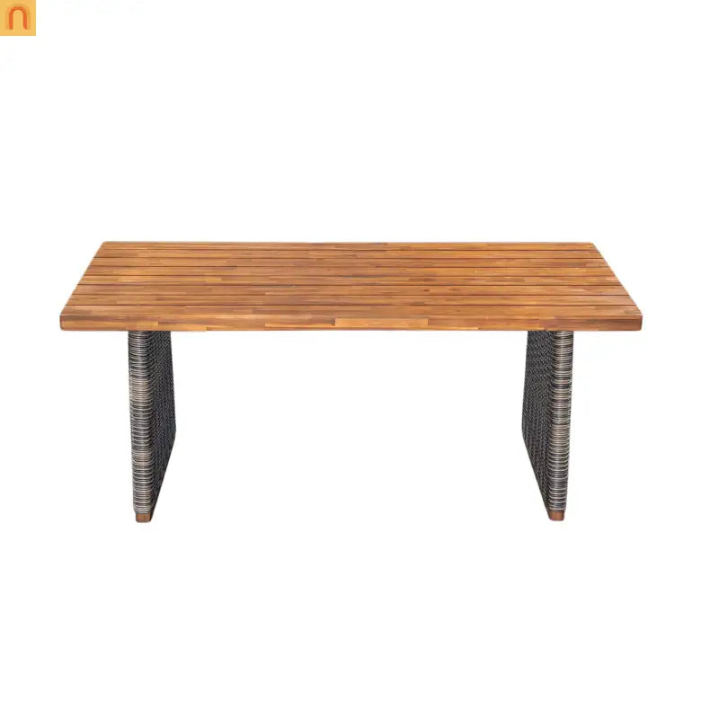 Outdoor Dining Set Acacia Wood Wicker Gray Teak Table Bench