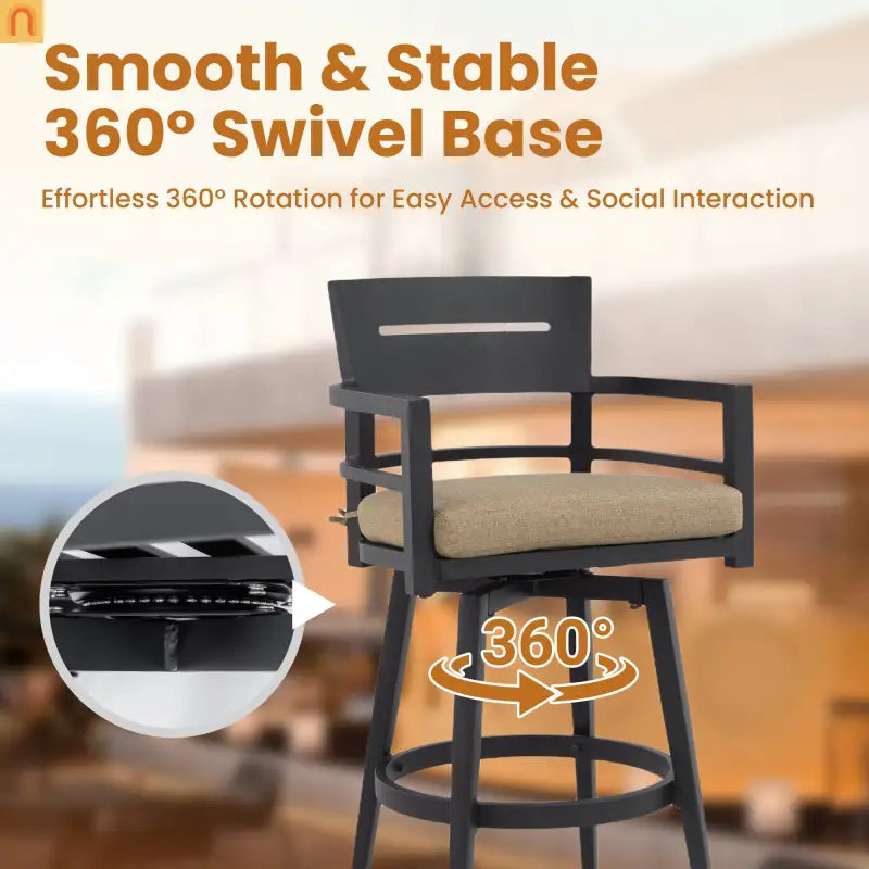 Outdoor Bar Stools 42.9" Aluminum Swivel Cushion 2pc