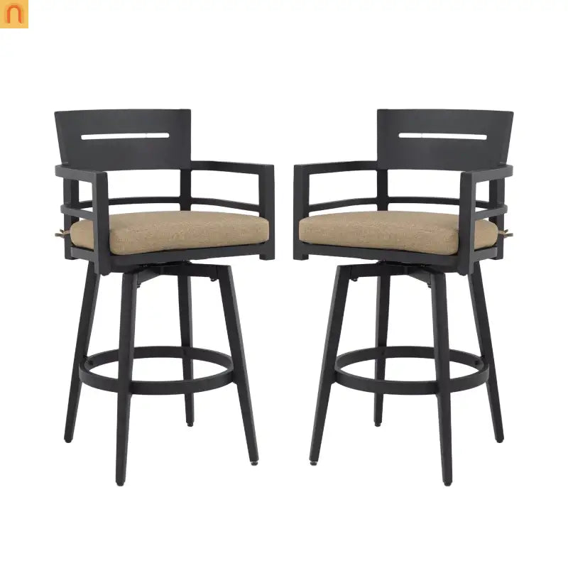 Outdoor Bar Stools 42.9" Aluminum Swivel Cushion 2pc