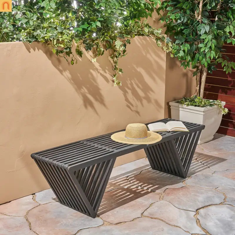 Outdoor Bench Acacia Wood 63" Dark Gray Slat