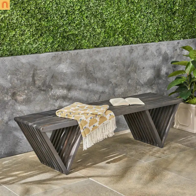 Outdoor Bench Acacia Wood 63" Dark Gray Slat