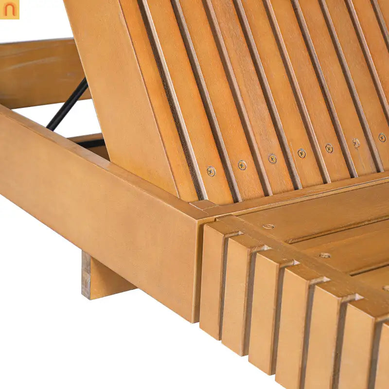 Chaise Lounge Acacia Wood Teak Copper 6 Position Adjustable Slatted