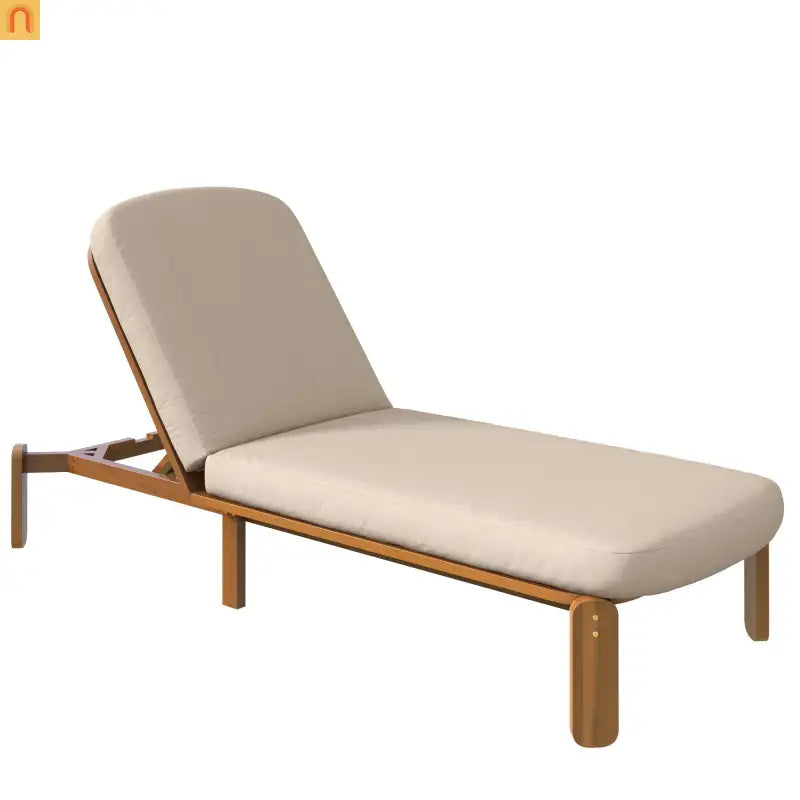 Chaise Lounge Acacia Wood Brown Cushion 3 Position 400 LB 76.3in