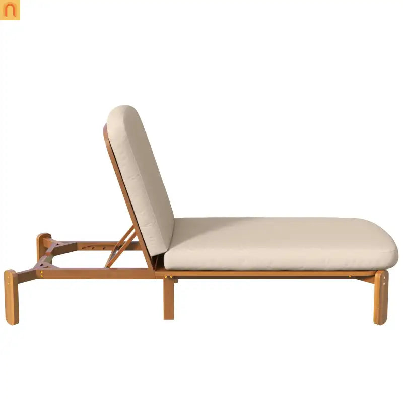 Chaise Lounge Acacia Wood Brown Cushion 3 Position 400 LB 76.3in