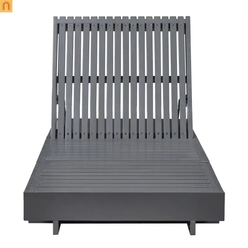Chaise Lounge Acacia Wood Dark Gray Cushion 6 Position 400 LB