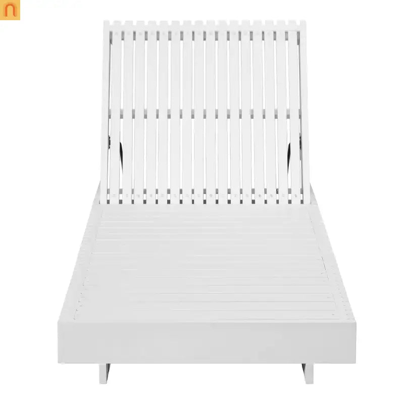 Chaise Lounge Acacia Wood White Cushion 6 Position 400 LB 3-Fold