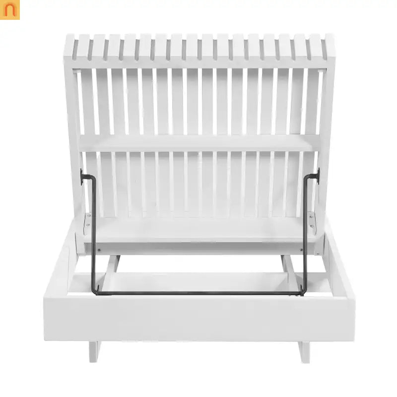 Chaise Lounge Acacia Wood White Cushion 6 Position 400 LB 3-Fold