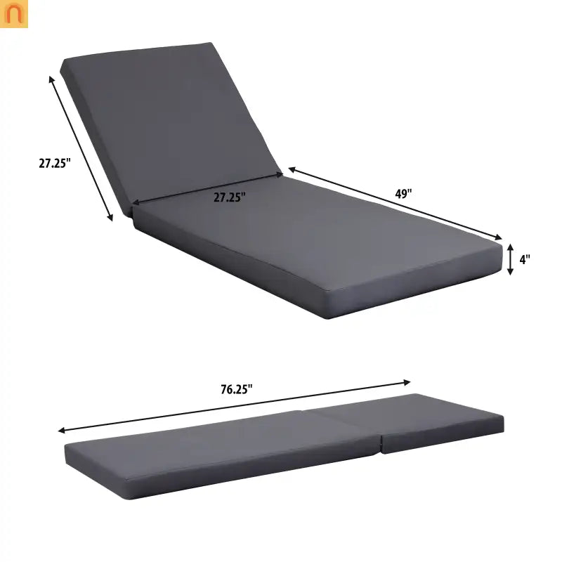 Chaise Lounge Acacia Wood White Frame Dark Gray Cushion 6 Position 400 LB