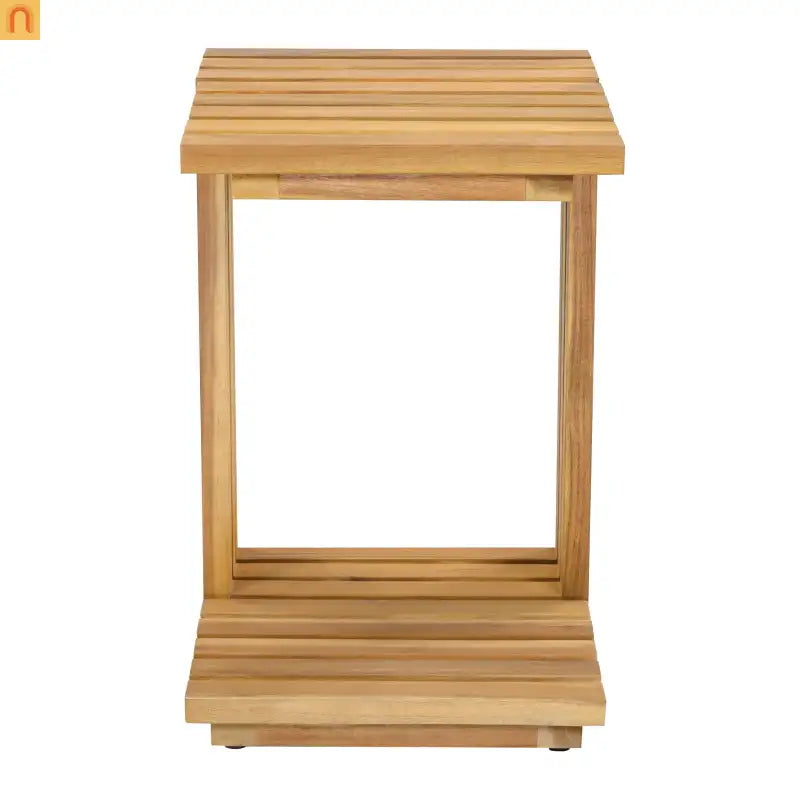 Outdoor Chat Set Acacia Wood Natural Beige Cushions 2 Piece