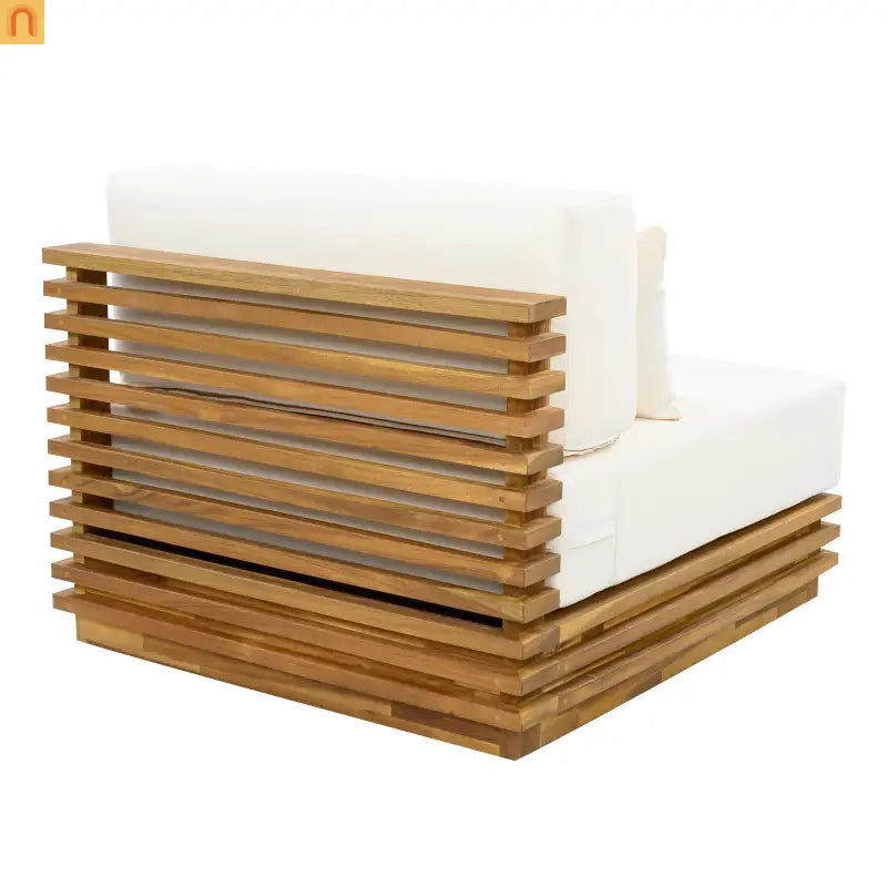 Outdoor Chat Set Acacia Wood Natural Beige Cushions 2 Piece