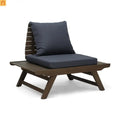 Outdoor Club Chair Acacia Wood Dark Gray Slatted Design Water Resistant
