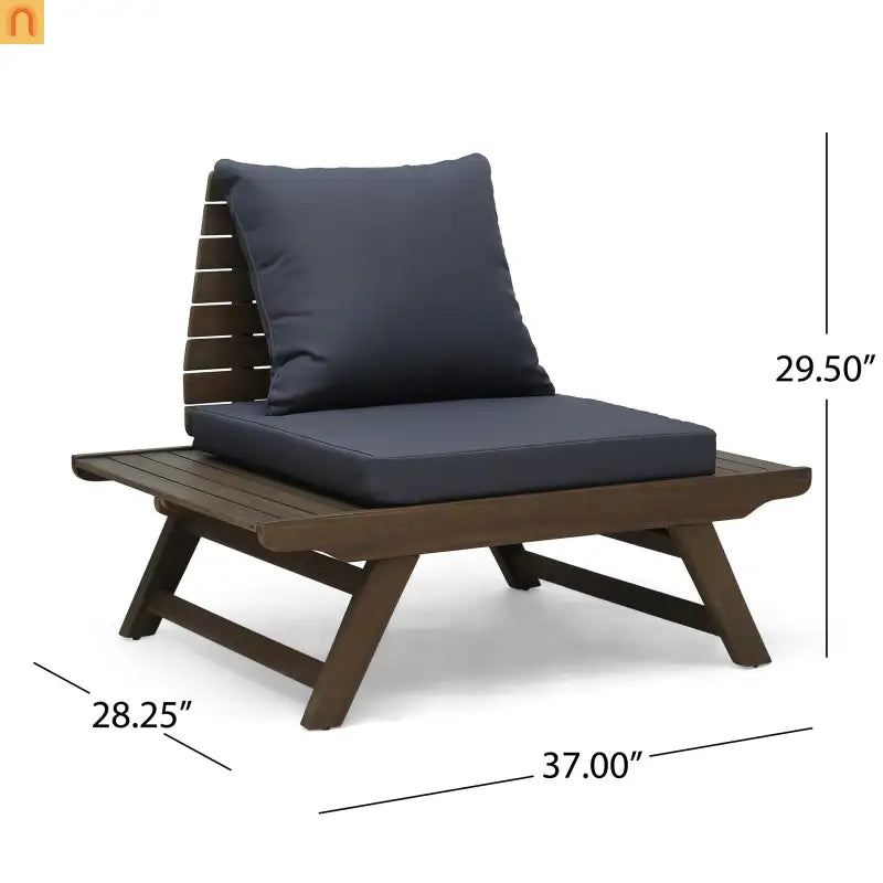 Outdoor Club Chair Acacia Wood Dark Gray Slatted Design Water Resistant