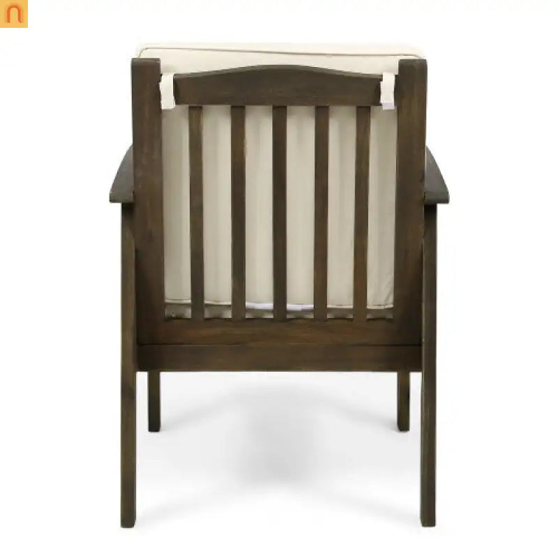 Outdoor Dining Chair Set 4 Acacia Wood Gray Cushion