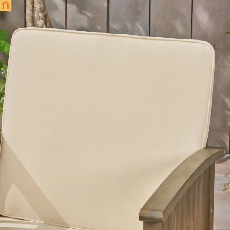 Outdoor Dining Chair Set 4 Acacia Wood Gray Cushion