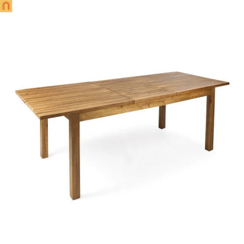 7 Piece Acacia Wood Outdoor Dining Set Expandable Cream Cushion
