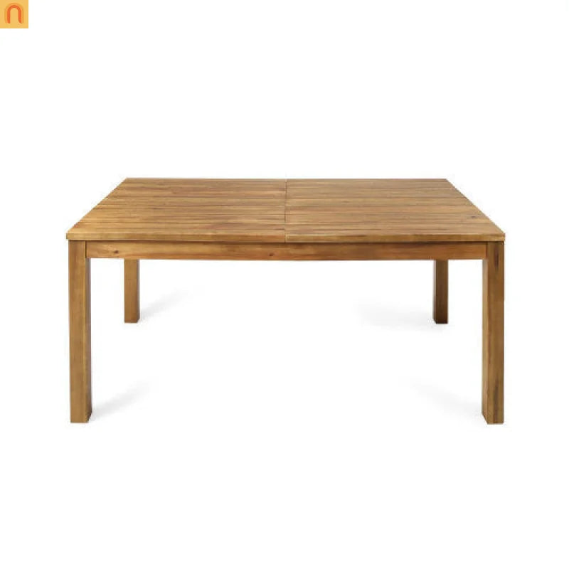 7 Piece Acacia Wood Outdoor Dining Set Expandable Cream Cushion