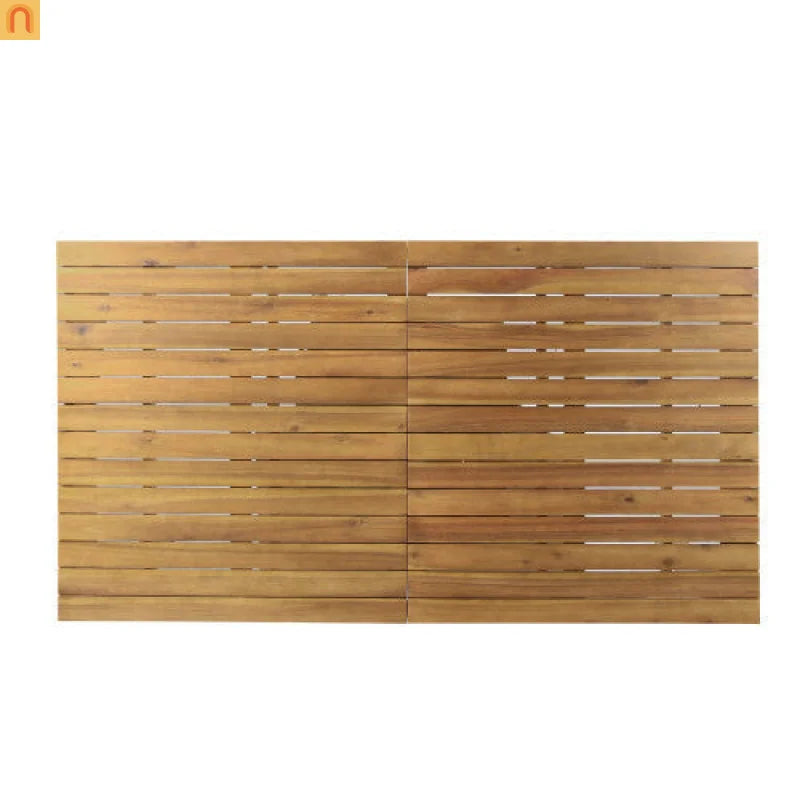 7 Piece Acacia Wood Outdoor Dining Set Expandable Cream Cushion