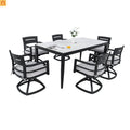 7 Piece Outdoor Dining Set Aluminum Sintered Stone Black