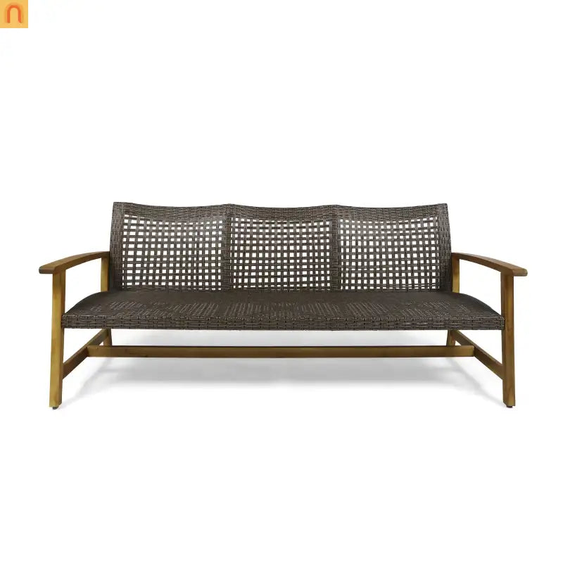 Acacia Wood Wicker Outdoor Sofa Set 3-Seater 75.5