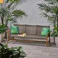 Acacia Wood Wicker Outdoor Sofa Set 3-Seater 75.5