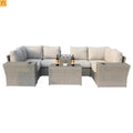 Outdoor Conversation Set Gray Wicker 10 Piece Seats 4 No Assembly