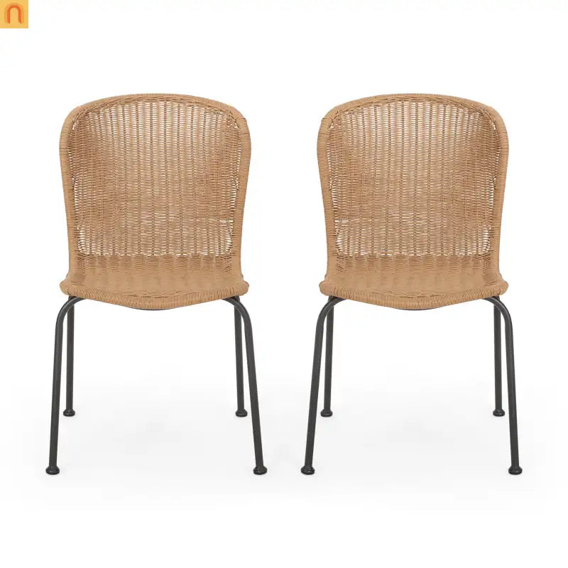 Outdoor Wicker Chair Set Rattan Light Brown Set of 2 34.75in