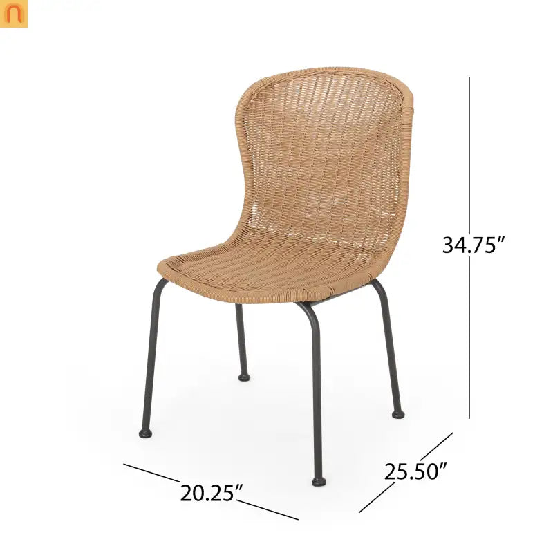 Outdoor Wicker Chair Set Rattan Light Brown Set of 2 34.75in