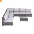 Outdoor Sectional Set Wicker Brown Gray 6 Person with Cushions