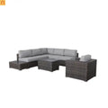 Outdoor Wicker Sectional Set 9 Piece 5 Person Brown